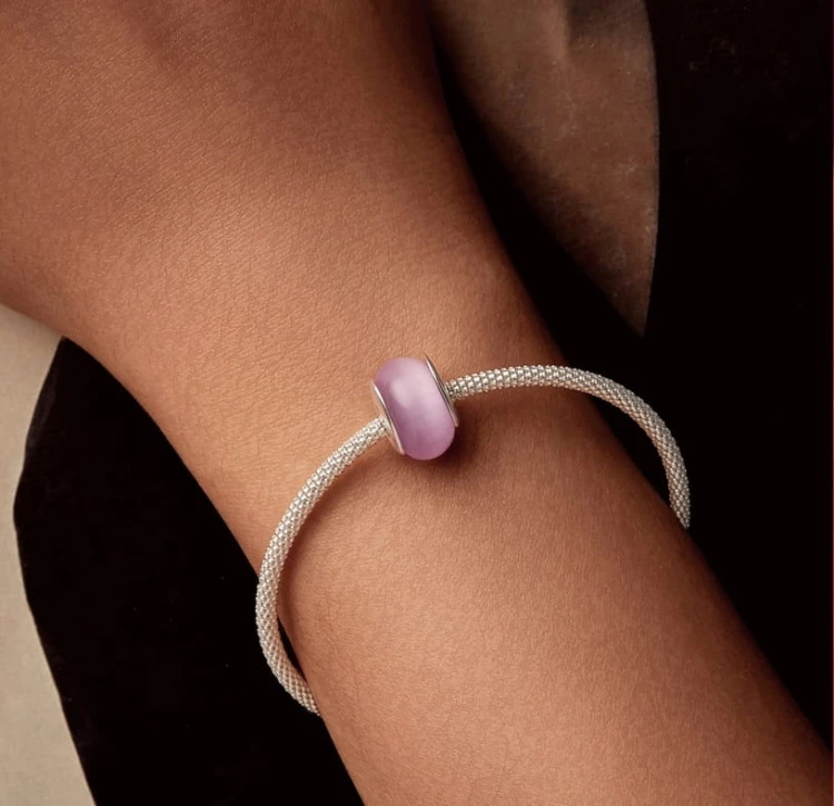 Charms do Pandora  różowe szkło murano SREBRO próba s925