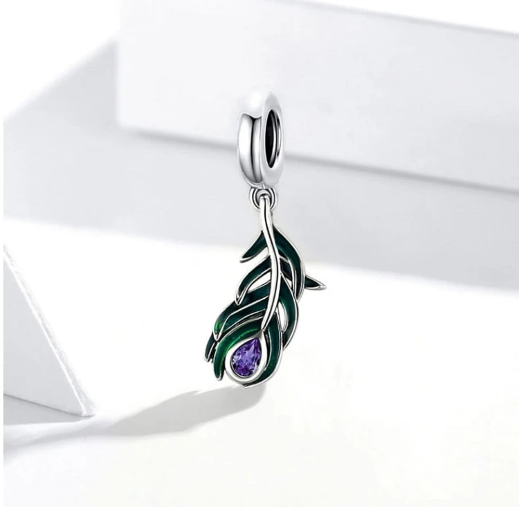 Charms do Pandora pióro pawia SREBRO próba s925