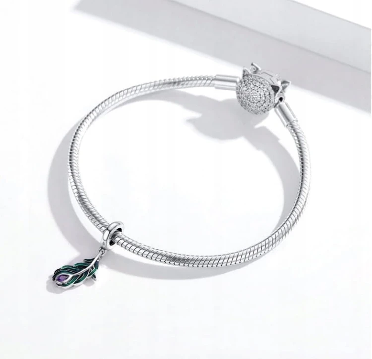 Charms do Pandora pióro pawia SREBRO próba s925