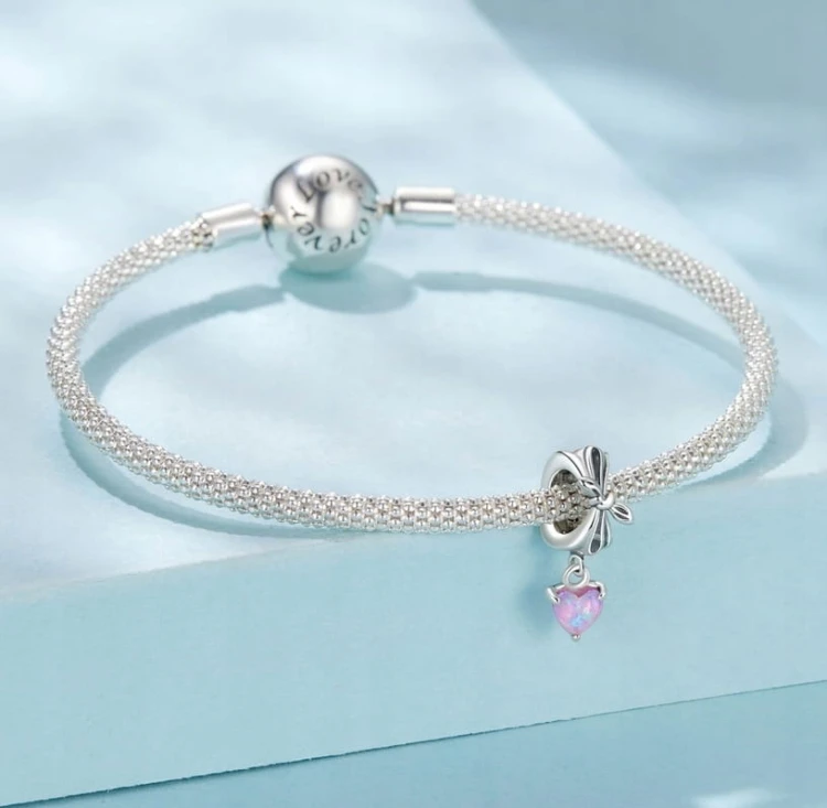 Charms do Pandora opalizujące serce  SREBRO próba s925