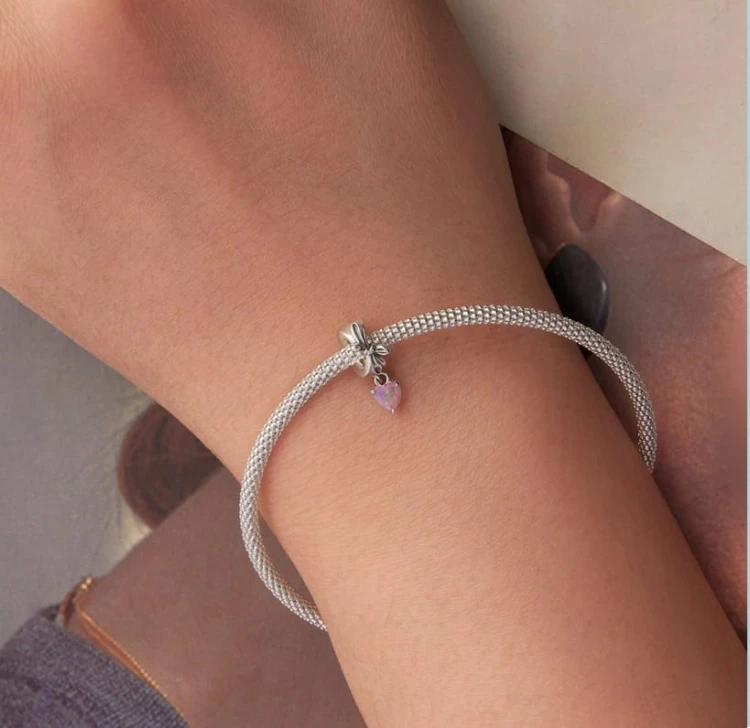 Charms do Pandora opalizujące serce  SREBRO próba s925