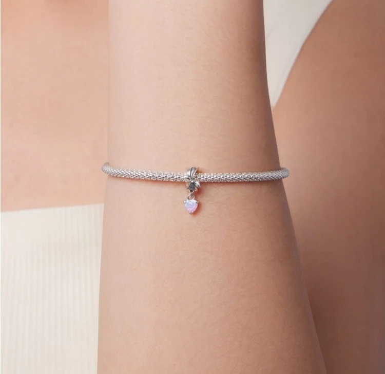 Charms do Pandora opalizujące serce  SREBRO próba s925