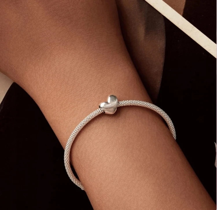 Charms do Pandora asymetryczne gładkie serce SREBRO s925