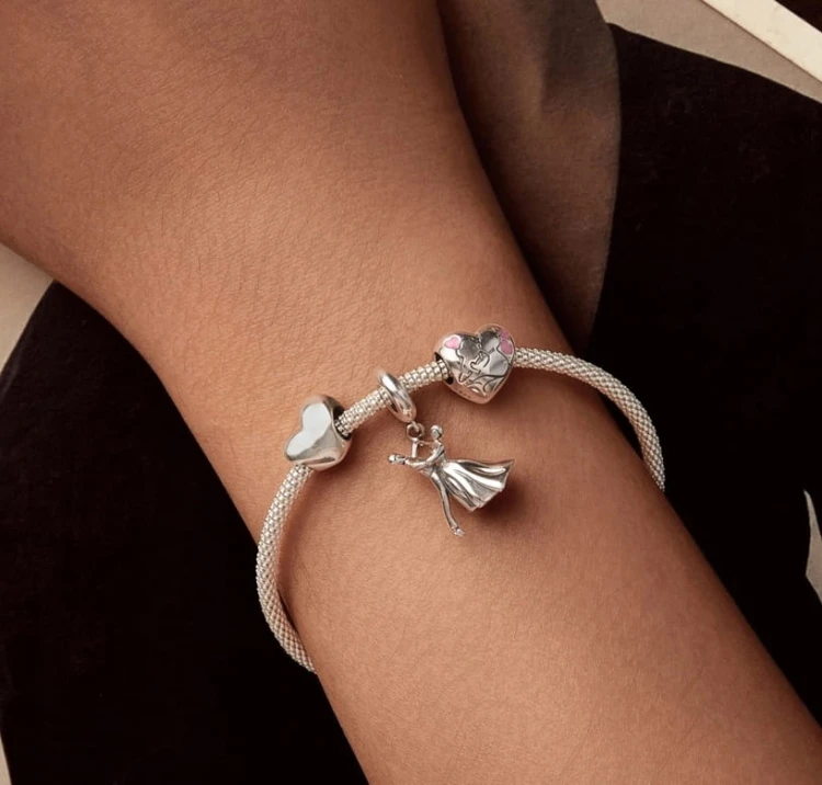 Charms do Pandora asymetryczne gładkie serce SREBRO s925