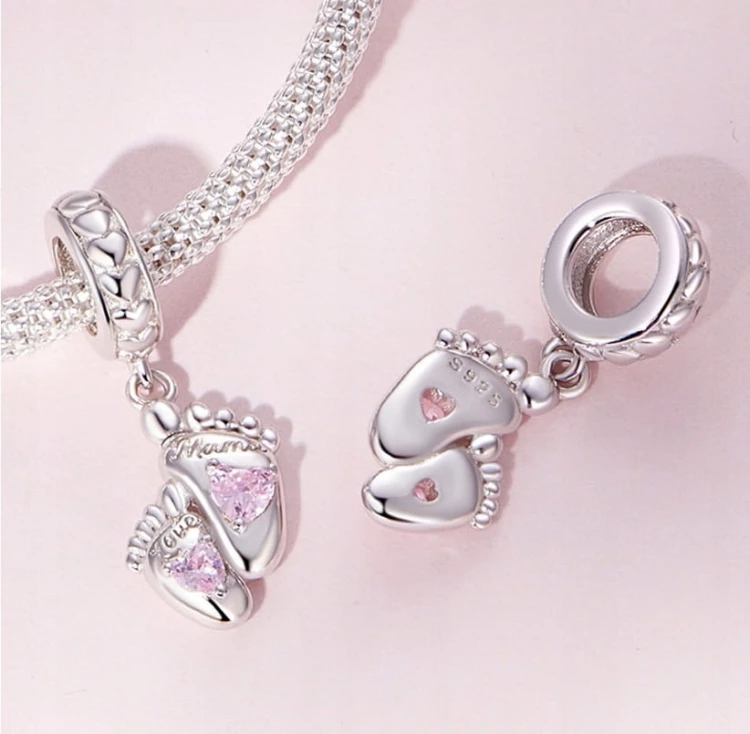 Charms do Pandora stópki narodziny dziecka córka SREBRO próba s925