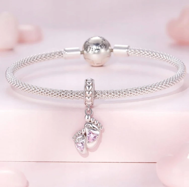 Charms do Pandora stópki narodziny dziecka córka SREBRO próba s925