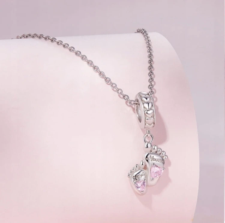 Charms do Pandora stópki narodziny dziecka córka SREBRO próba s925