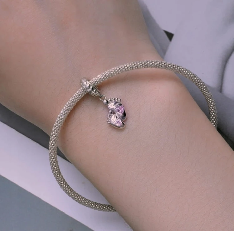 Charms do Pandora stópki narodziny dziecka córka SREBRO próba s925