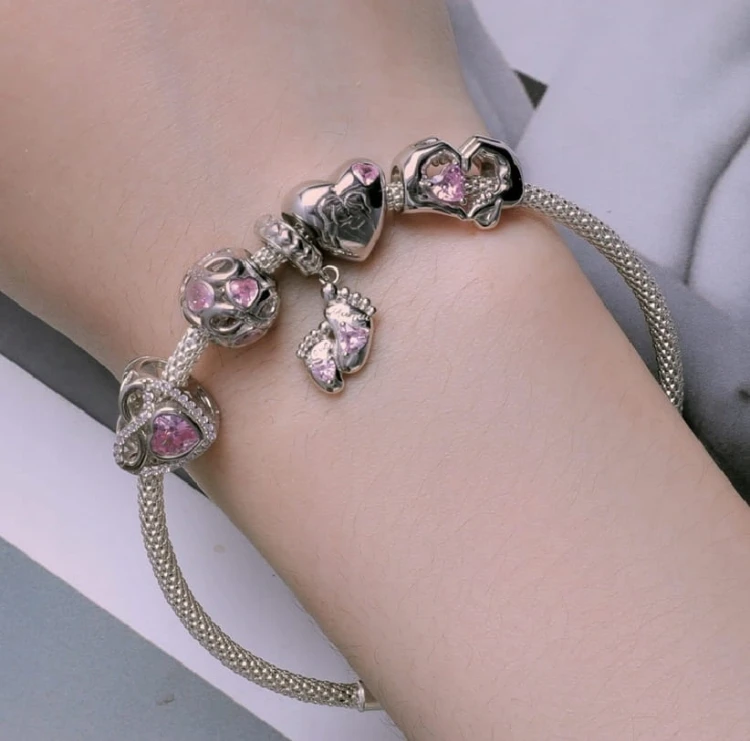 Charms do Pandora stópki narodziny dziecka córka SREBRO próba s925