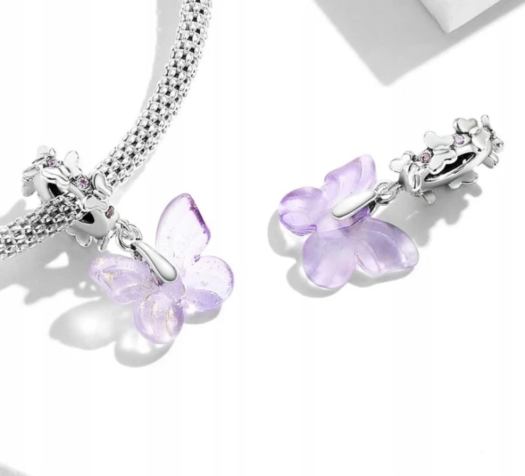 Charms do Pandora fioletowy moty SREBRO próba s925