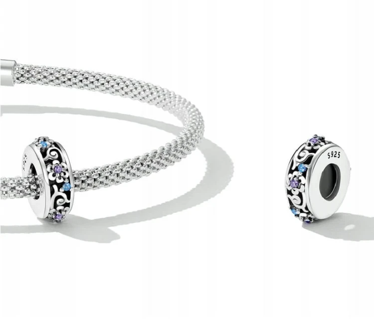 Charms do Pandora stoper blokada separator kwiatki SREBRO pr. S925