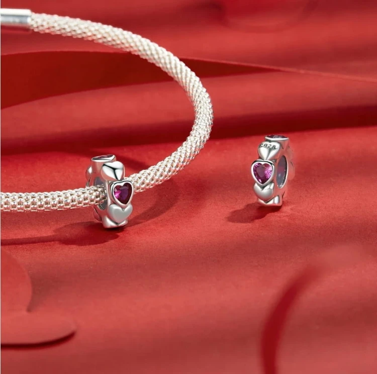 Charms do Pandora  blokada różowe serca SREBRO próba S925