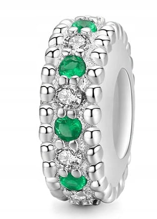 Charms do Pandora stoper blokada zielone cyrkonie SREBRO  S925