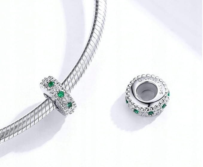 Charms do Pandora stoper blokada zielone cyrkonie SREBRO  S925