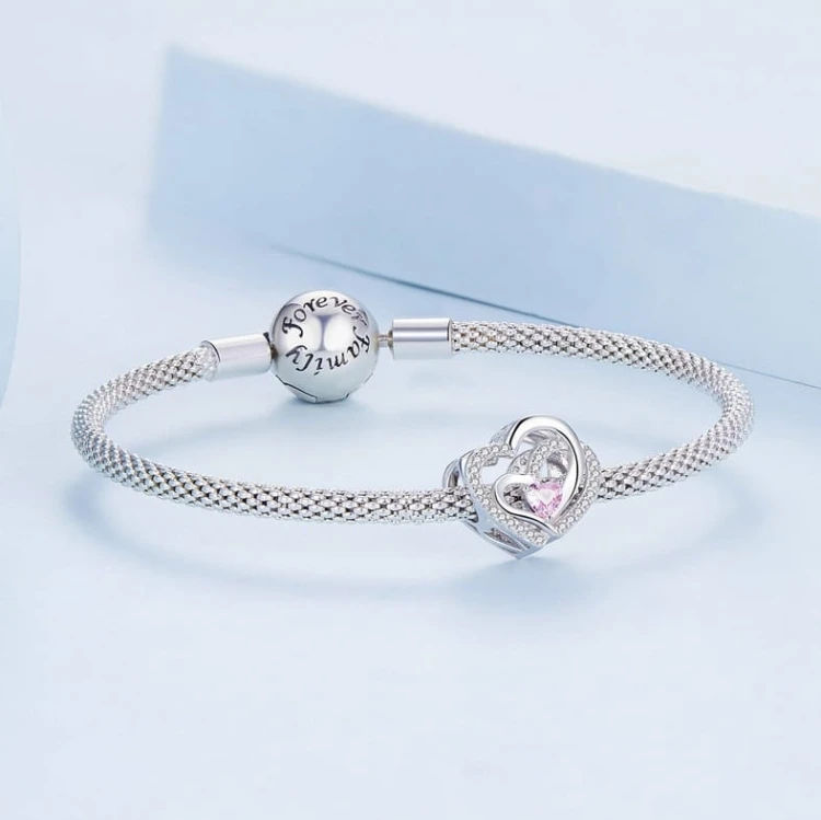 Charms do Pandora złączone serca cyrkonie  próba SREBRO s925