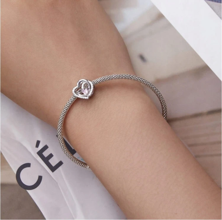 Charms do Pandora złączone serca cyrkonie  próba SREBRO s925