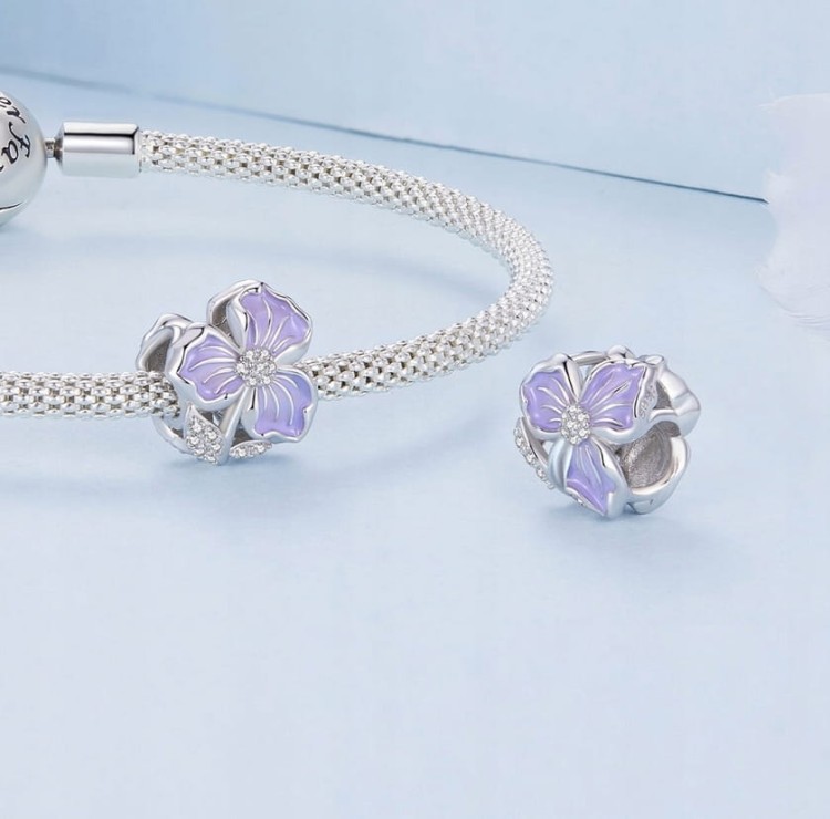 CHARMS Zawieszka IRYS kwiat srebrny beads charms Jakość SREBRO próby s925