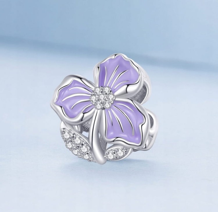 CHARMS Zawieszka IRYS kwiat srebrny beads charms Jakość SREBRO próby s925