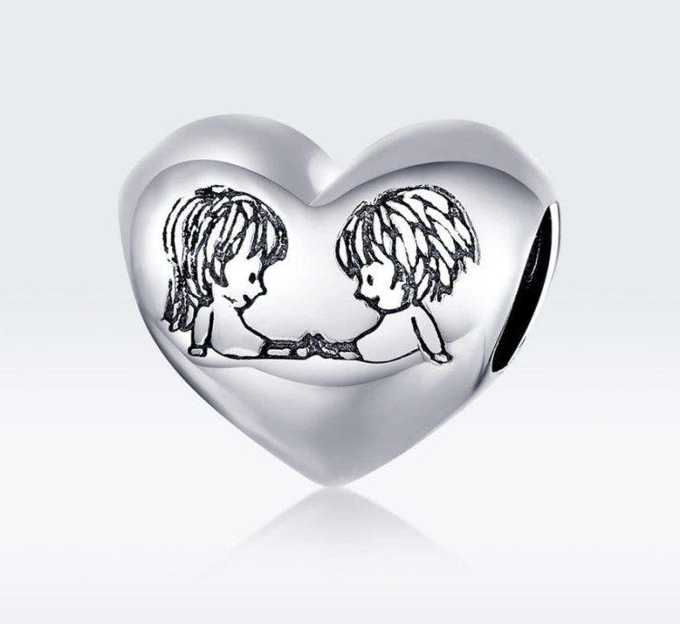 CHARMS Zawieszka BEST FRIEND przyjaźń przyjaciele serce SREBRO próby s925