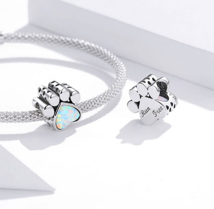 Charms do Pandora Łapa psa kota SREBRO próby s925