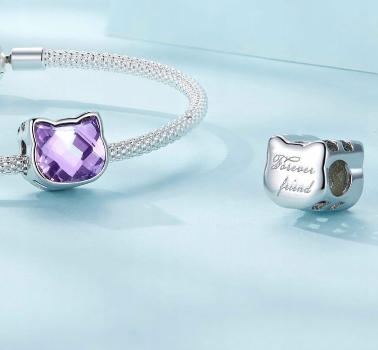 Charms do Pandora głowa kota SREBRO próby s925