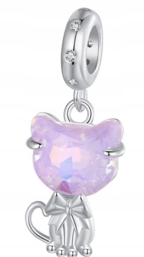 Charms do Pandora Kot opalizujący srebrny charms SREBRO próby s925