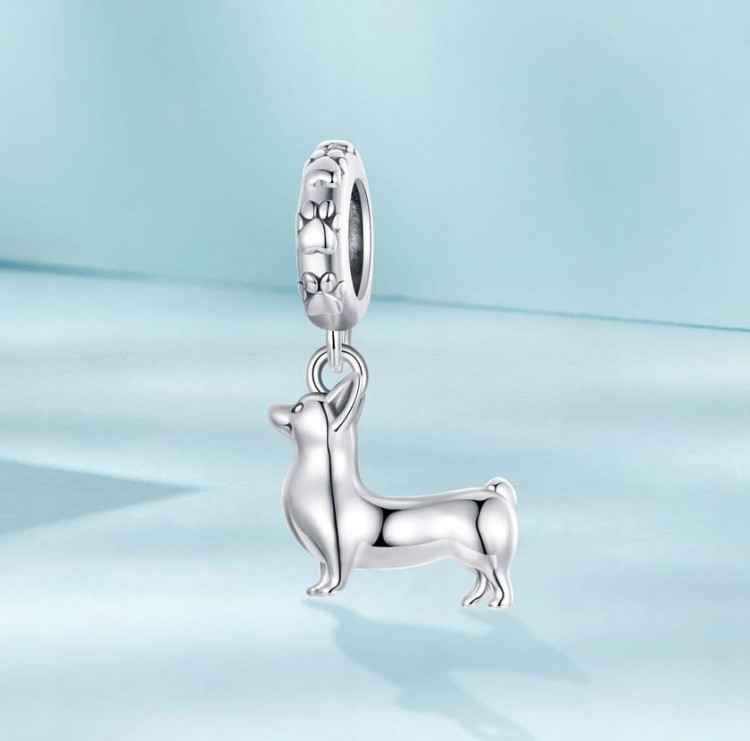 Charms do Pandora srebrny CORGI piesSREBRO próby s925