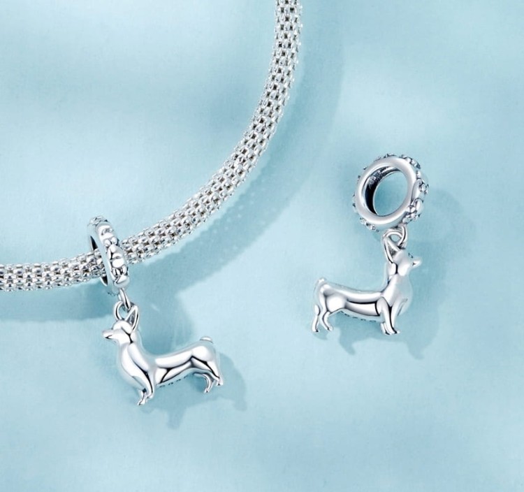 Charms do Pandora srebrny CORGI piesSREBRO próby s925