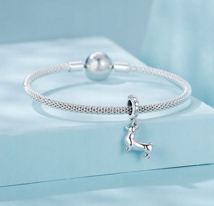 Charms do Pandora srebrny CORGI piesSREBRO próby s925