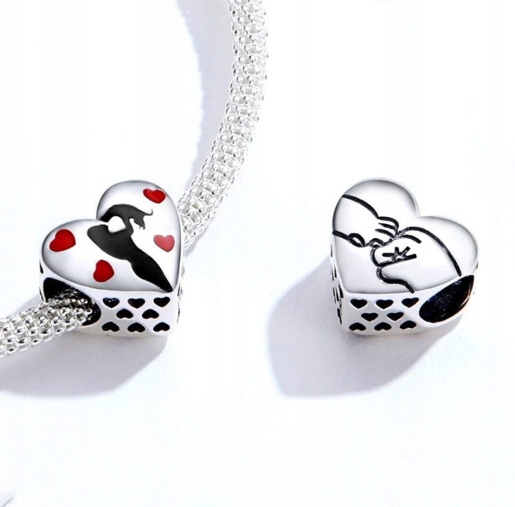 Charms do Pandora  Serce KOBIETA i KOT charms SREBRO próby s925