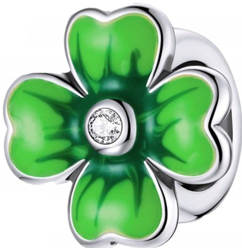 Charms przekładka do Pandora  Koniczynka szczęście charmsy  SREBRO próby s925