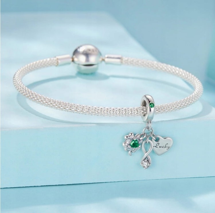 Charms do Pandora Koniczynka talizman na szczęście LUCKY SREBRO próby s925