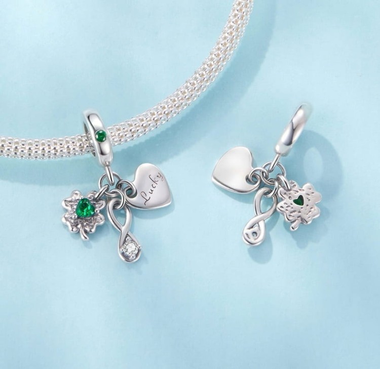 Charms do Pandora Koniczynka talizman na szczęście LUCKY SREBRO próby s925