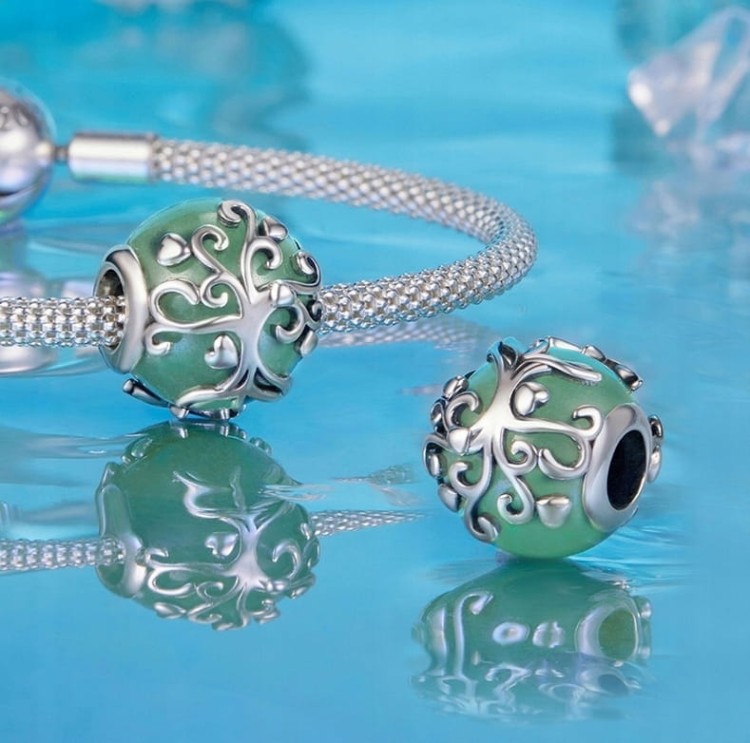 Charms do Pandora Drzewo Życia awenturyn srebrny charms SREBRO próby s925