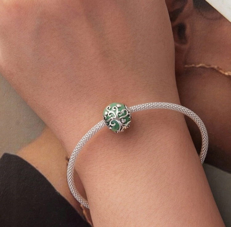 Charms do Pandora Drzewo Życia awenturyn srebrny charms SREBRO próby s925