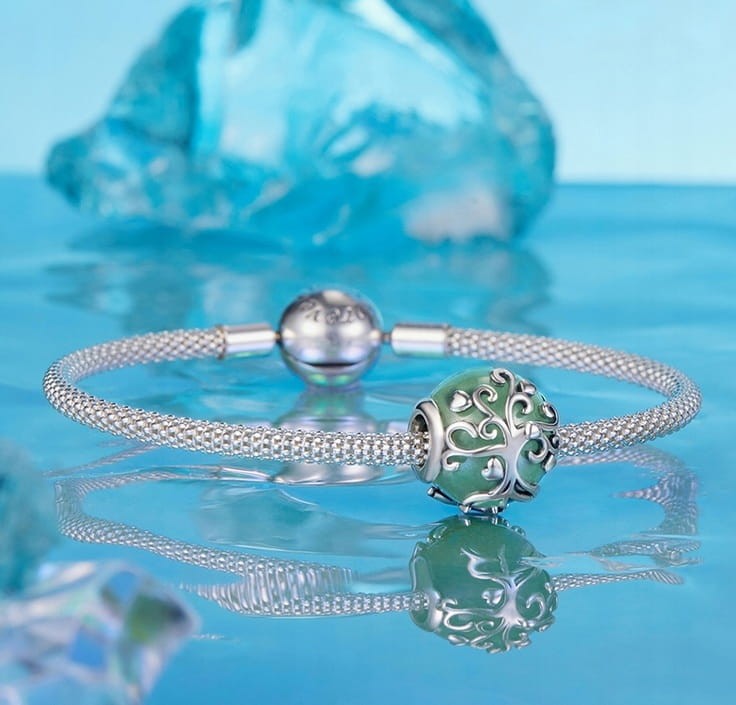 Charms do Pandora Drzewo Życia awenturyn srebrny charms SREBRO próby s925