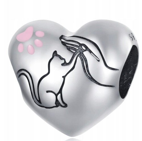 Charms do Pandora SERCE kotek KOT  pupil SREBRO próby s925