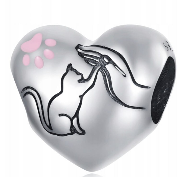 Charms do Pandora SERCE kotek KOT  pupil SREBRO próby s925