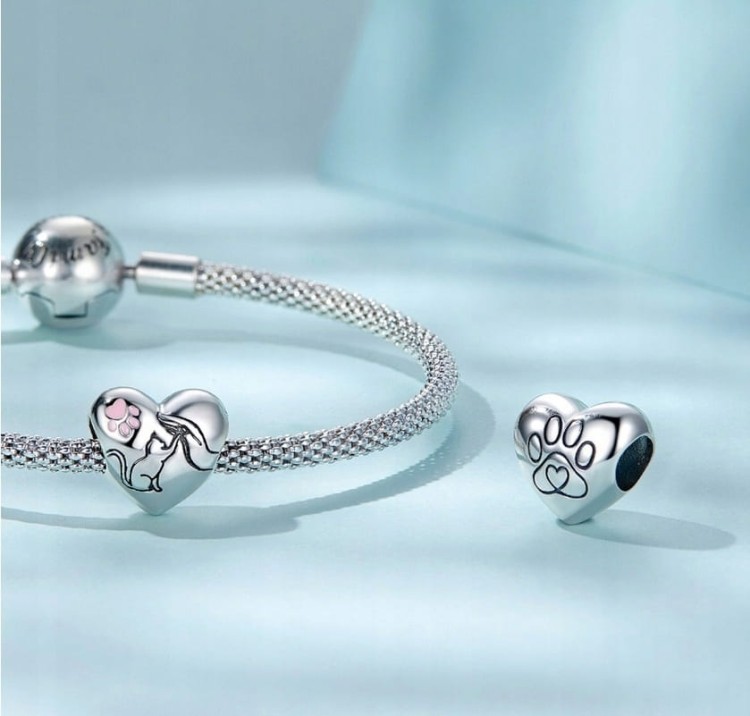 Charms do Pandora SERCE kotek KOT  pupil SREBRO próby s925