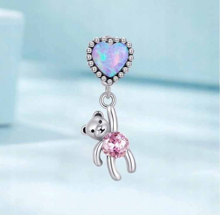 Charms zawieszka do Pandora  Miś z Balonem SREBRO próby s925