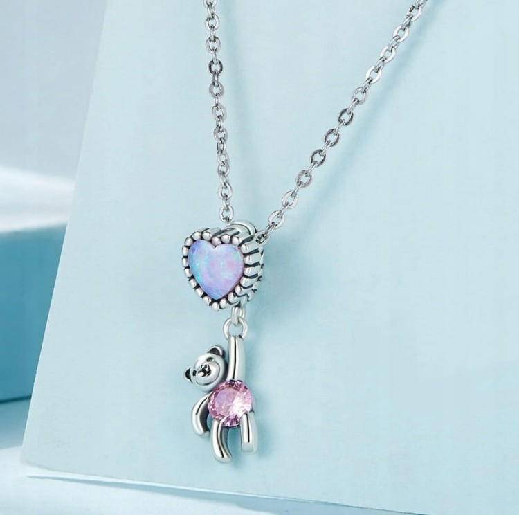 Charms zawieszka do Pandora  Miś z Balonem SREBRO próby s925