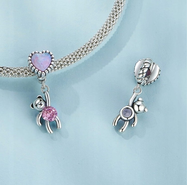 Charms zawieszka do Pandora  Miś z Balonem SREBRO próby s925