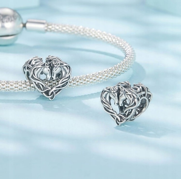 Charms do Pandora  konie  serce SREBRO próba s925