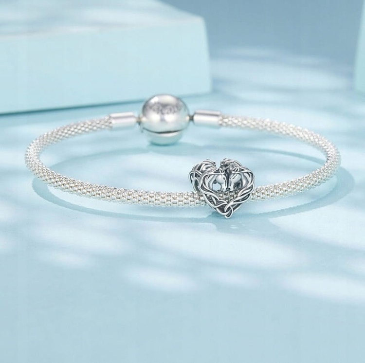 Charms do Pandora  konie  serce SREBRO próba s925