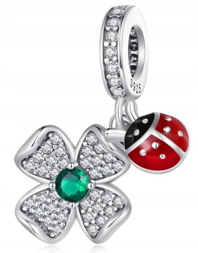 Charms do Pandora  Koniczynka Biedronka szczęście SREBRO próba S925