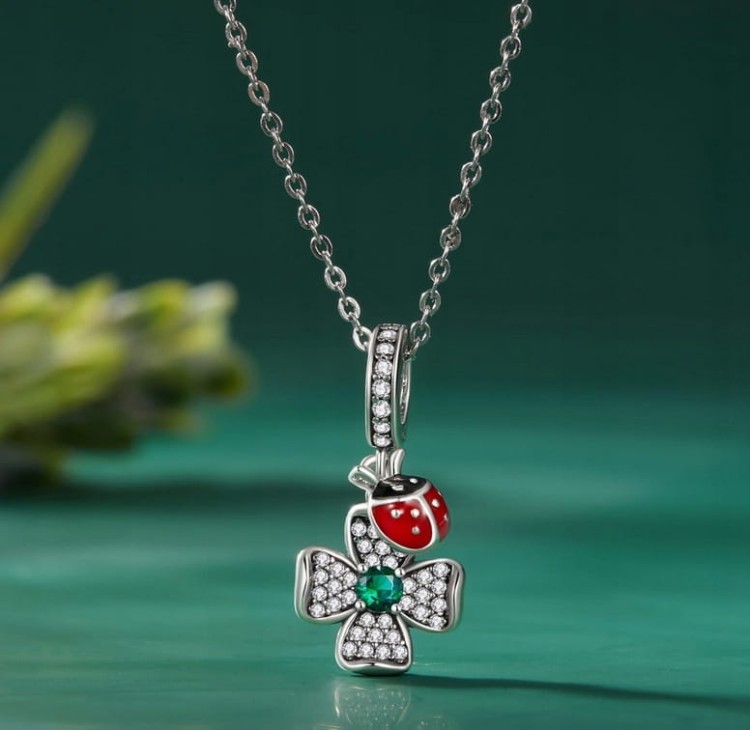 Charms do Pandora  Koniczynka Biedronka szczęście SREBRO próba S925