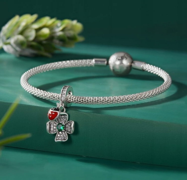 Charms do Pandora  Koniczynka Biedronka szczęście SREBRO próba S925