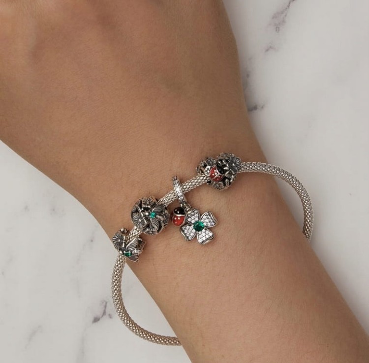 Charms do Pandora  Koniczynka Biedronka szczęście SREBRO próba S925
