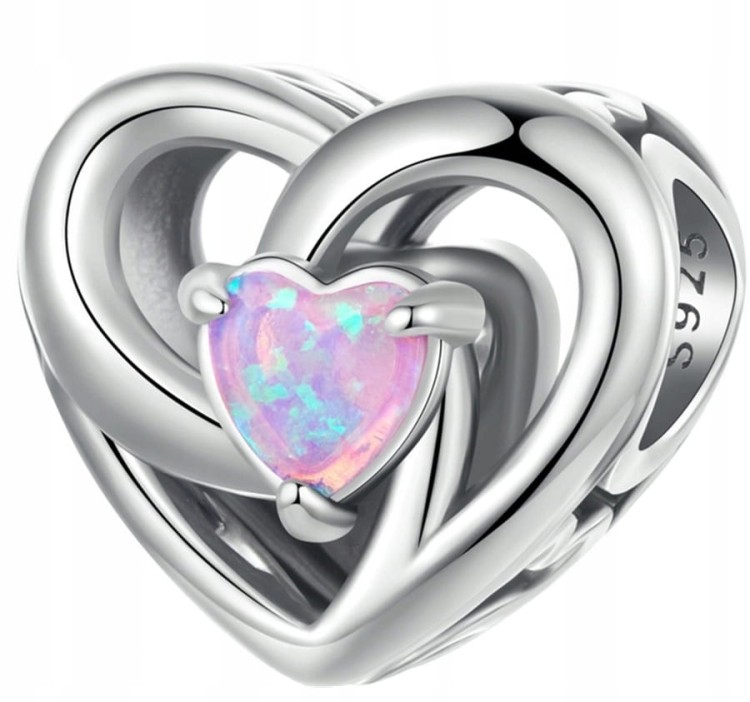 Charms do Pandora opalizujące serce SREBRO próba s925