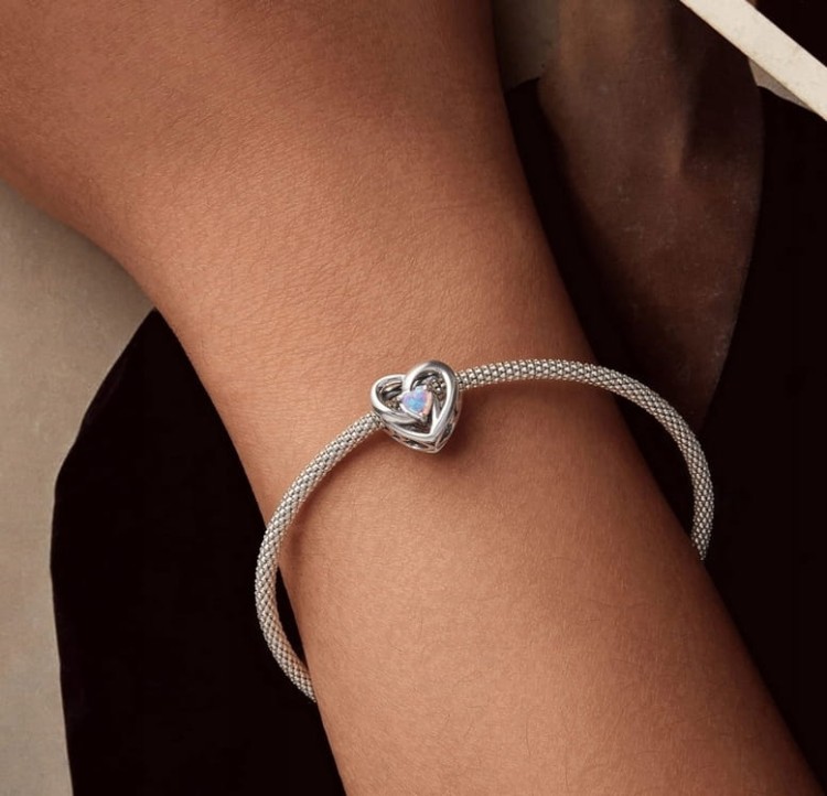 Charms do Pandora opalizujące serce SREBRO próba s925
